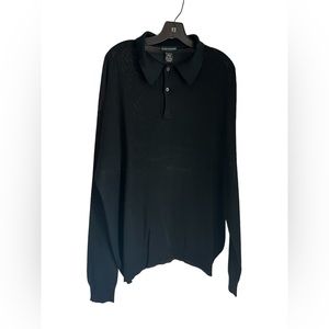 Kevoman Black Silk Long Sleeve Polo Shirt XL